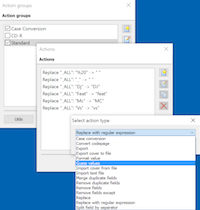 Settings for case conversion and replacing within tags and filenames